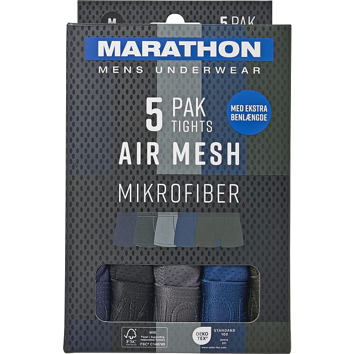 Marathon herre 5-pak tights str. M - multifarvet