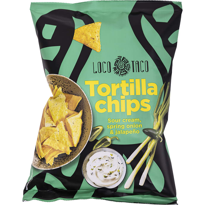 Tortillachips m. sour cream & onion og jalapeño