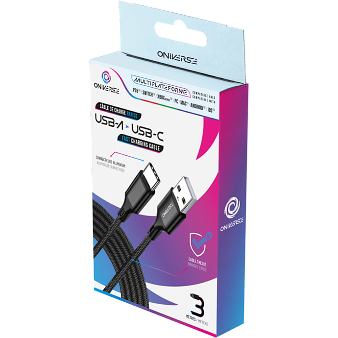 Oniverse USB-A til USB-C Ladekabel Sort