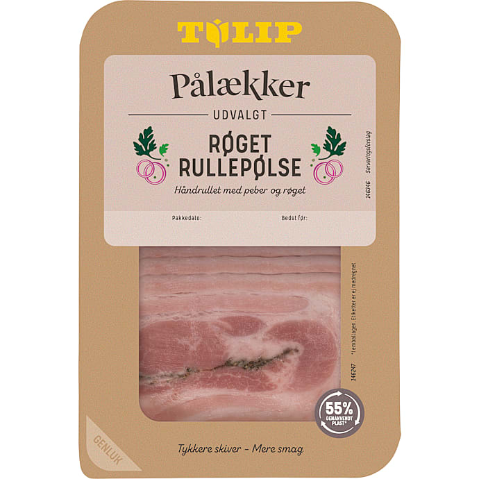 Røget rullepølse i skiver 20% fedt