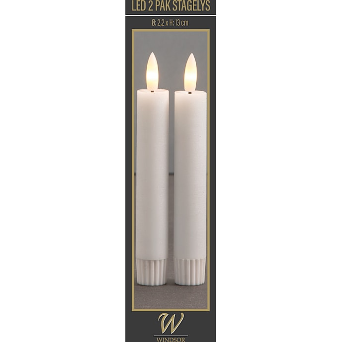 Windsor LED 2-pak stagelys 13 cm - hvid – produktbillede