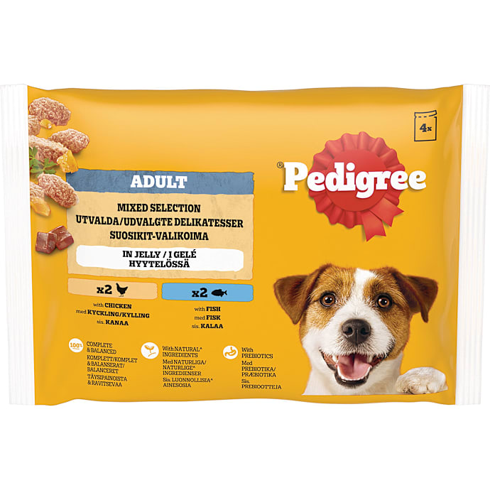 Pedigree Vådfoder i Gelé med Kylling og Fisk