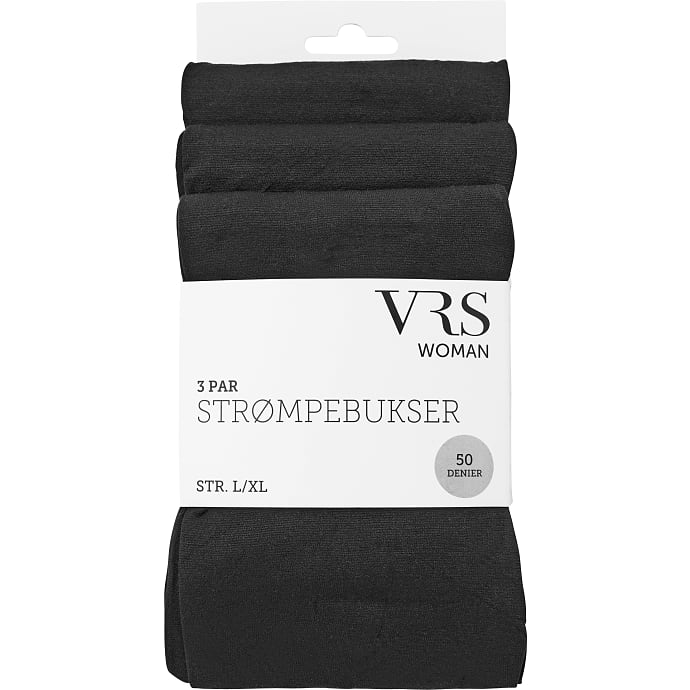 VRS Woman Strømpebukser 3-Pk S/M Sort