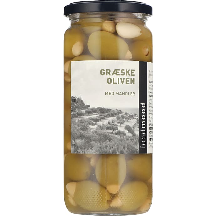 Foodmood Grønne oliven med mandler 280 g