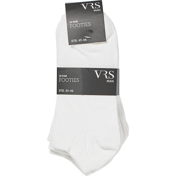 VRS Man Footies 10-Pak Str. 43/46 Hvid