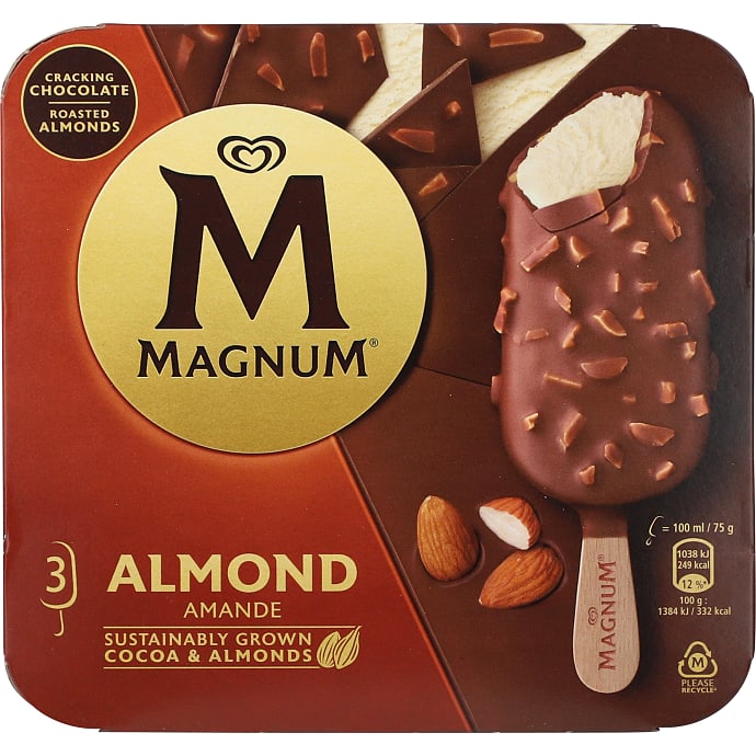 Mælkeis m. mandler og chokoladeovertræk