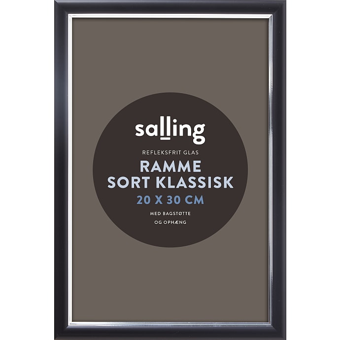 Salling Klassisk Sort Ramme med Refleksfrit Glas 20x30 cm