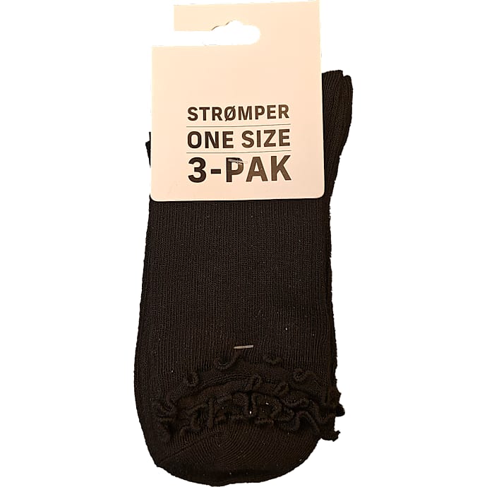 NN Dame Ribstrømper Sort 3-pak