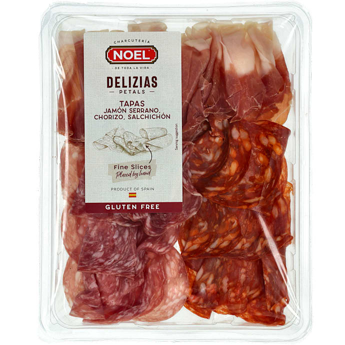 Tapasplatte m. serrano, chorizo og salchichon