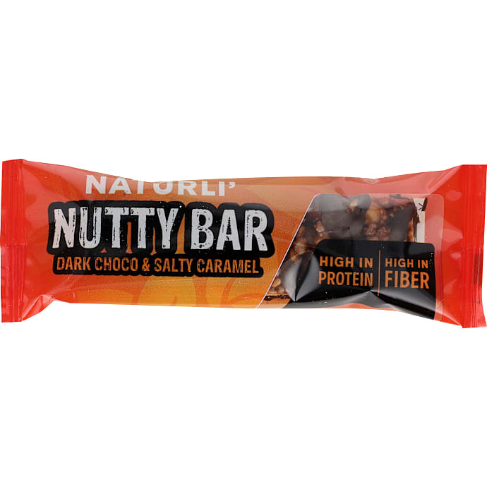 Nøddebar m. mørk chokolade og saltkaramel