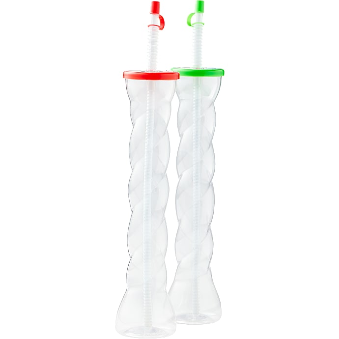 Tumbler med låg og sugerør - 450 ml - flere varianter - assorteret