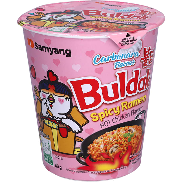 Instant kopnudler m. kyllinge- og carbonara sovs
