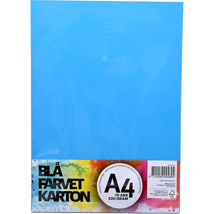 Farvet karton A4 10 ark blå