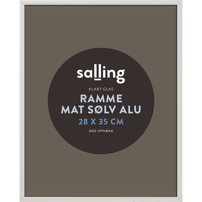 Mat sølvfarvet ramme m. glas - 28x35 cm