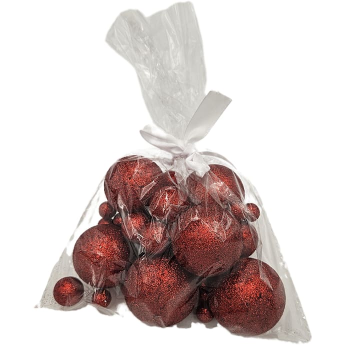Julefryd dekorationskugler med glimmer – flere varianter – assorteret