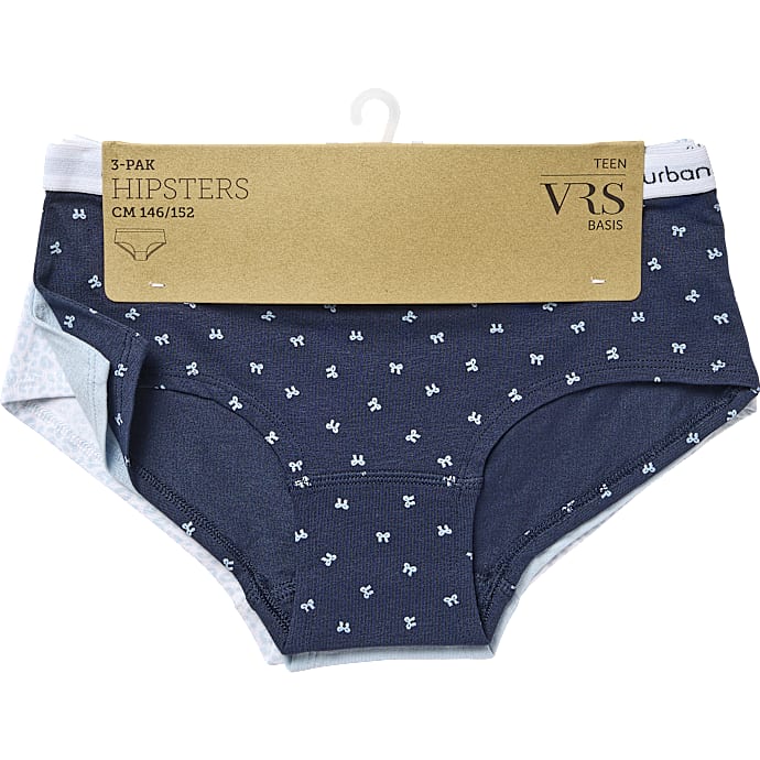 VRS Teen Basic Hipster 3-pak str. 146/152 blå/hvid