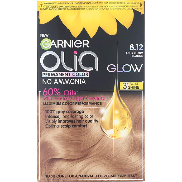 Permanent hårfarve 8.12 Ashy Glow Blonde m. blomsterolie u. ammoniak