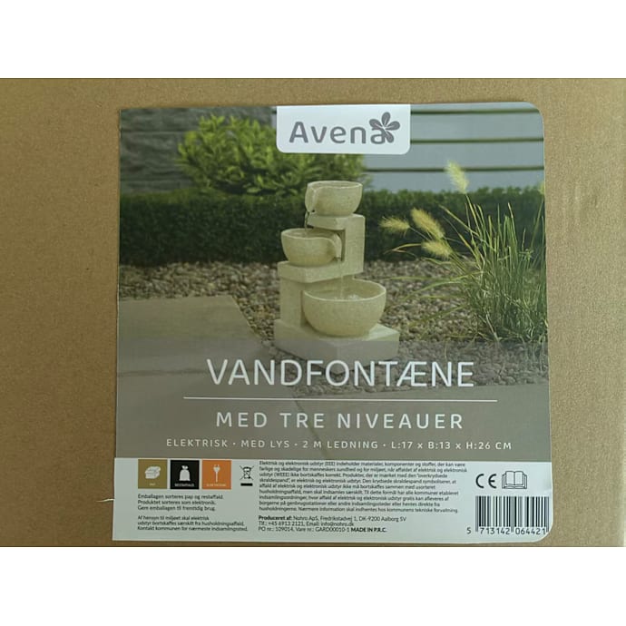 Avena Vandfontæne med lys