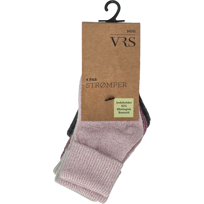 VRS baby 4-pak glimmerstrømper str. 23/25 - multifarvet