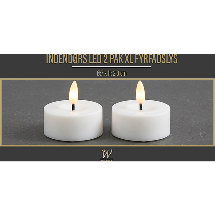 Windsor LED maxi fyrfadslys Ø 7cm 2-pak - hvid