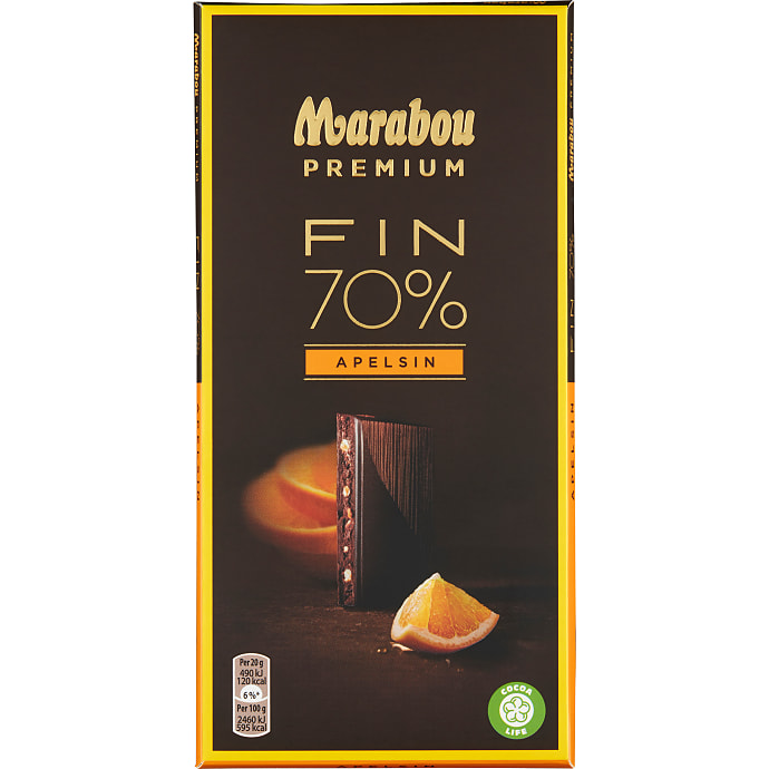 Mørk chokolade 70% kakao m. appelsin