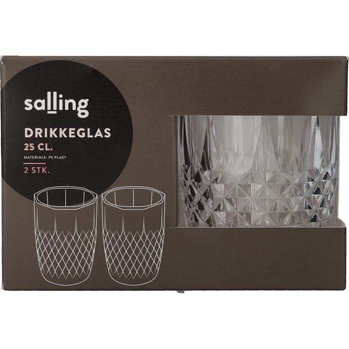 Salling vandglas i genanvendeligt plastik - 2-pak (250ml)