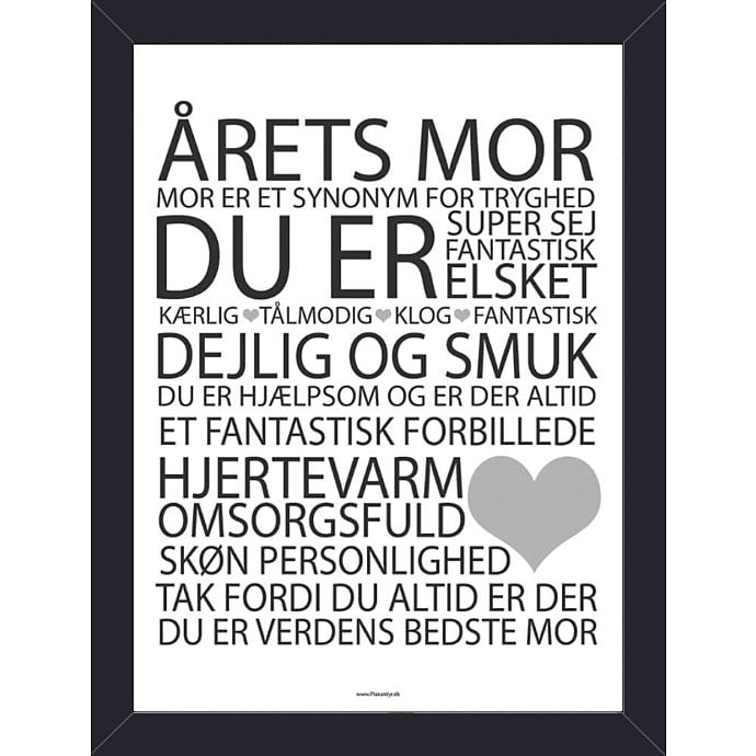 Salling Årets Mor plakat med sort glasramme 15x21 cm