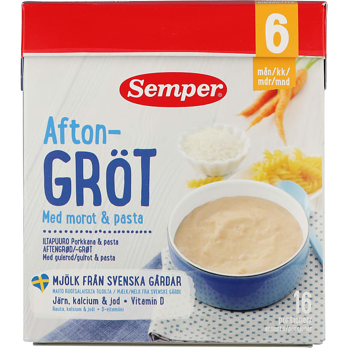 Grød m. gulerod og pasta fra 6 mdr.