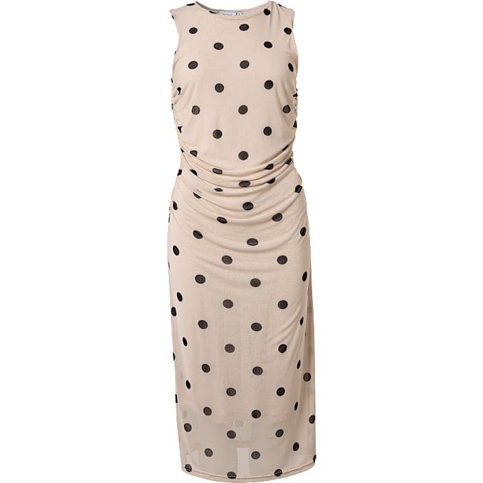 VRS Dame Midi Kjole med Mesh - Beige