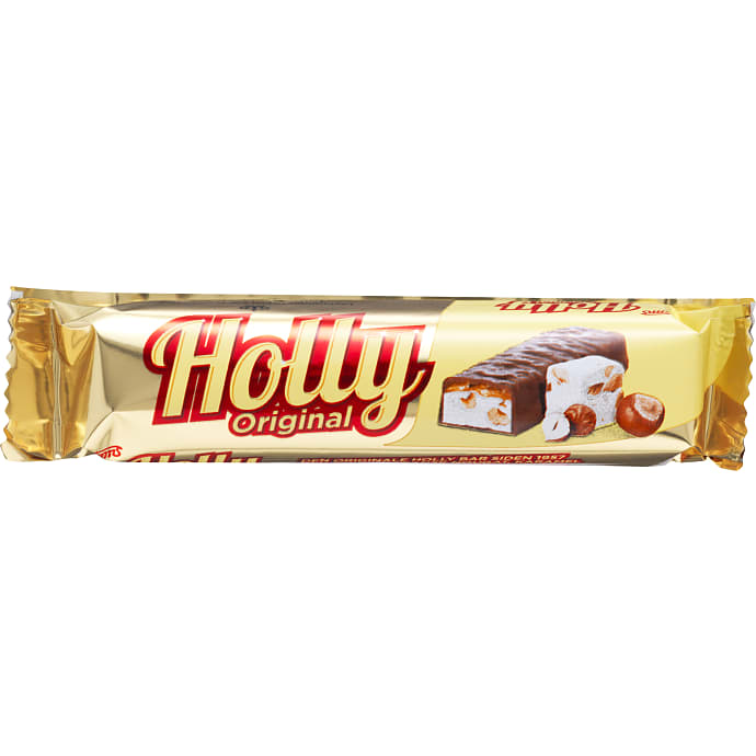 Mælkechokoladebar m. fransk nougat, karamel og hasselnødder