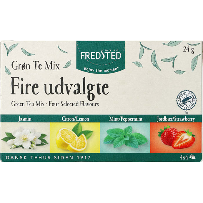 Grøn te mix m. jasmin, citron, pebermynte og jordbær