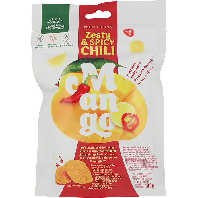 Sunshine Delights Tørret mango m. chili, salt og citronsmag