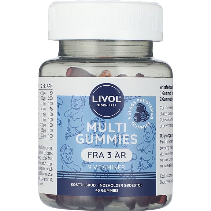 Livol Vitamin vingummibjørne m. frugtsmag 45 stk