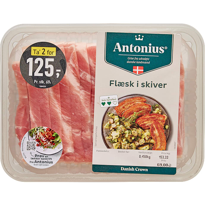 Antonius Flæsk i skiver 450 g