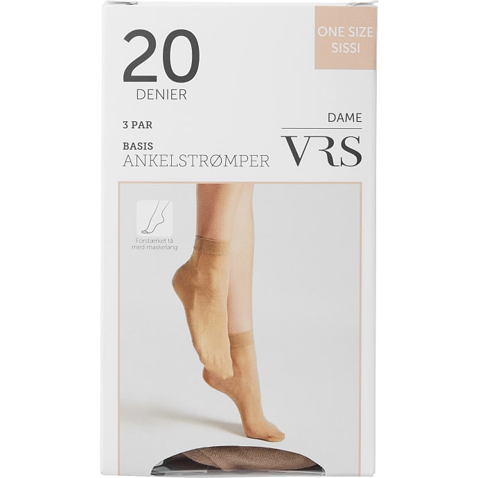VRS dame 3-pak ankelstrømper crepe onesize sissi