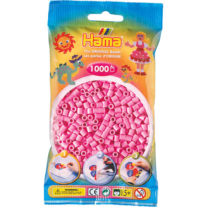 Hama rørperler 1000 stk. - lyserøde