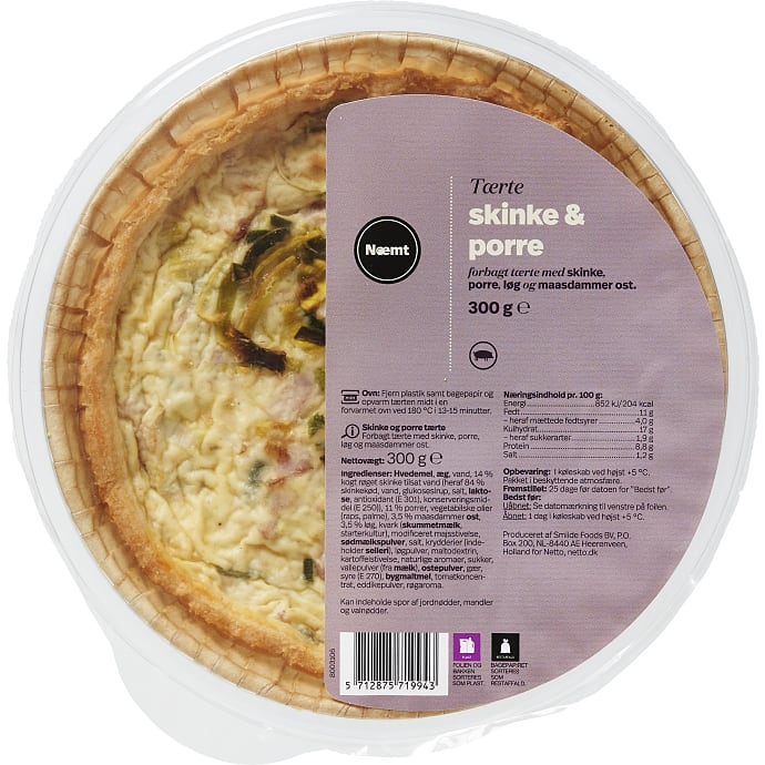 Næmt Tærte m. skinke og porre 300 g