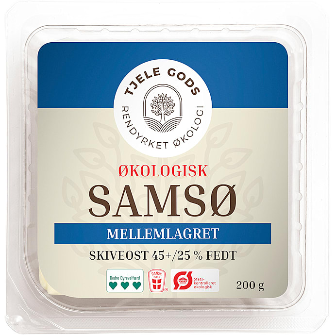 Tjele Gods Samsø Ost i Skiver Mellemlagret 45+ Øko 200 g