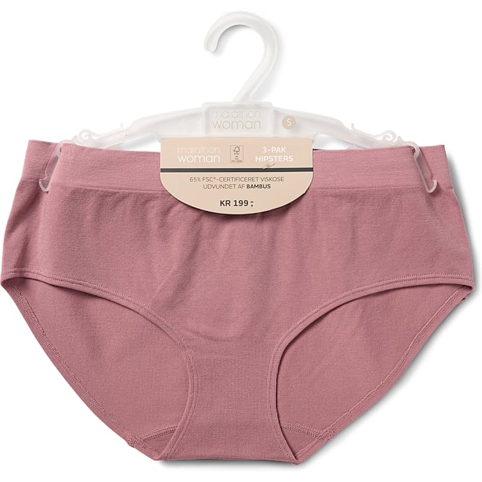 Marathon Dame 3-pak Hipsters XL Rosa