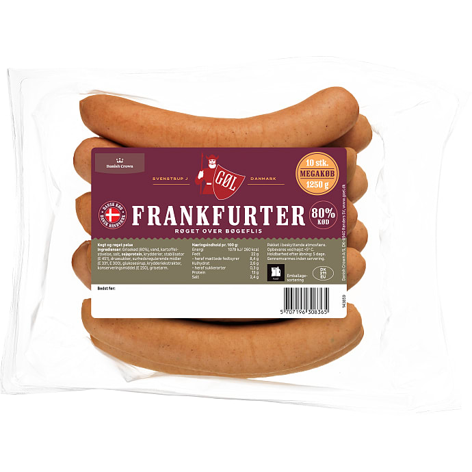 Gøl Frankfurtere 80% kød 1250 g