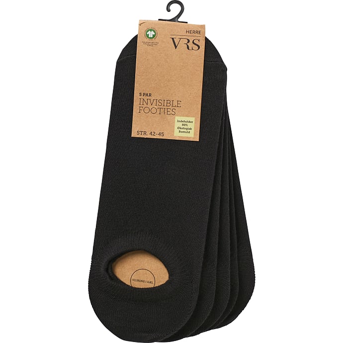VRS Herre Invisible Strømper 5-pak Sort