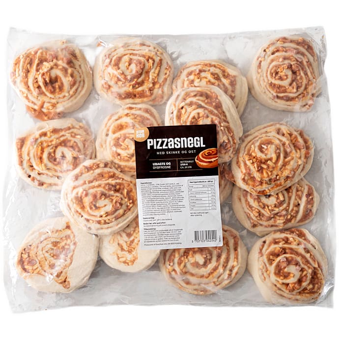 Pizzasnegle m. skinke og ost