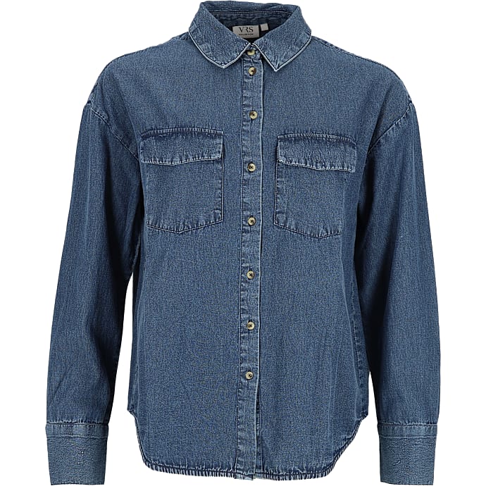 VRS dame denim skjorte str. S - blå – produktbillede