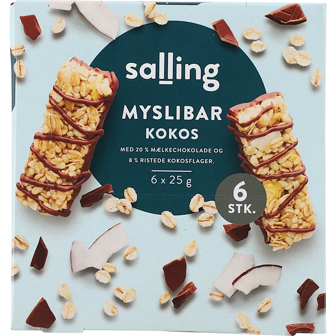 Müslibar m. mælkechokolade og kokos