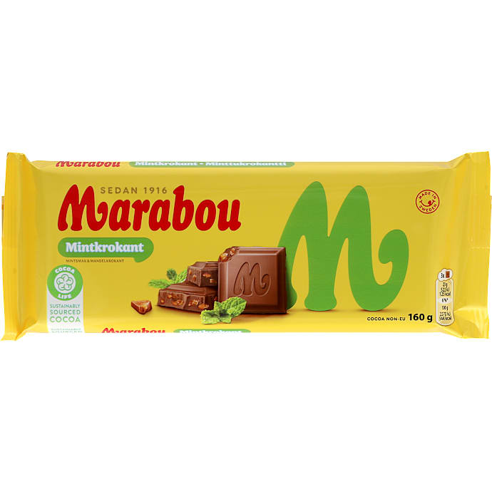 Marabou Mælkechokolade Mintkrokant 160 g