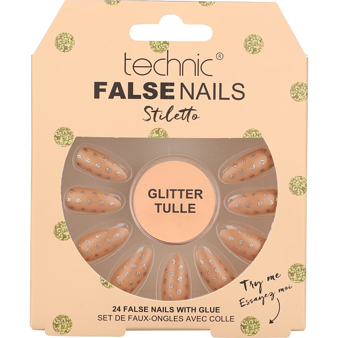 Technic Kunstige Negle Stiletto Glitter