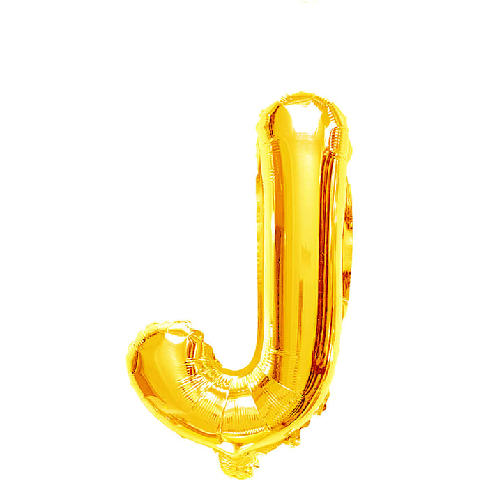 Salling bogstav folieballon "J" H: 35 cm - Guld