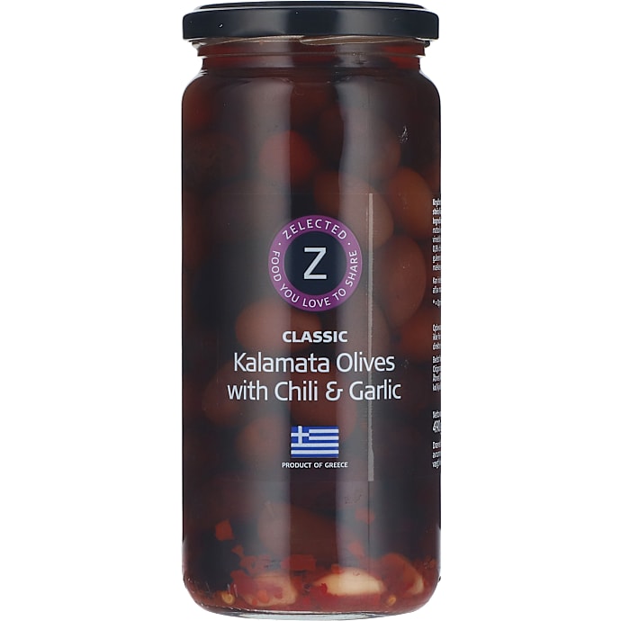 Kalamata oliven m. chili og hvidløg