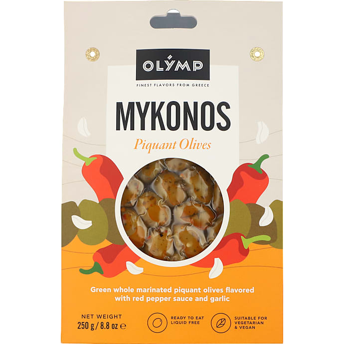 Olymp Grønne oliven m. pikant marinade