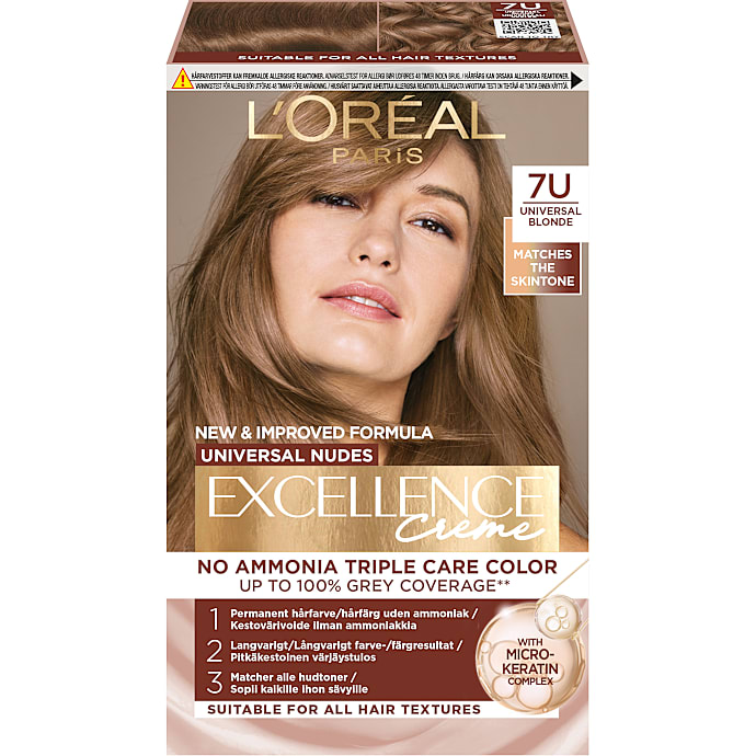 L'Oréal Paris Universal Nudes permanent hårfarve 7U Blonde u. ammoniak 1 stk.